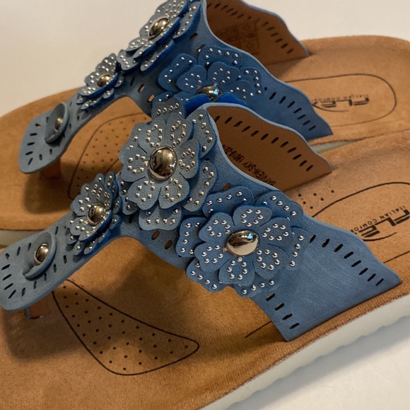 Flexus by Spring Step SZ 8 1/2 Bayview Sky Thong Sandals Flip Flops NIB - Picture 12 of 13